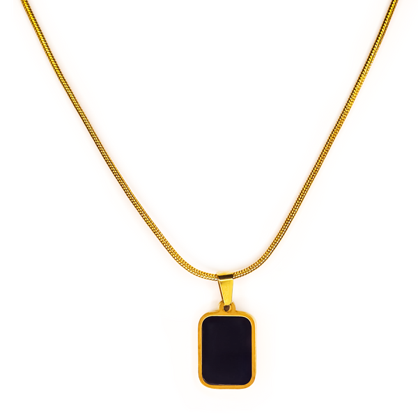 Gold-Plated Stainless Steel Rectangle Pendant Necklace