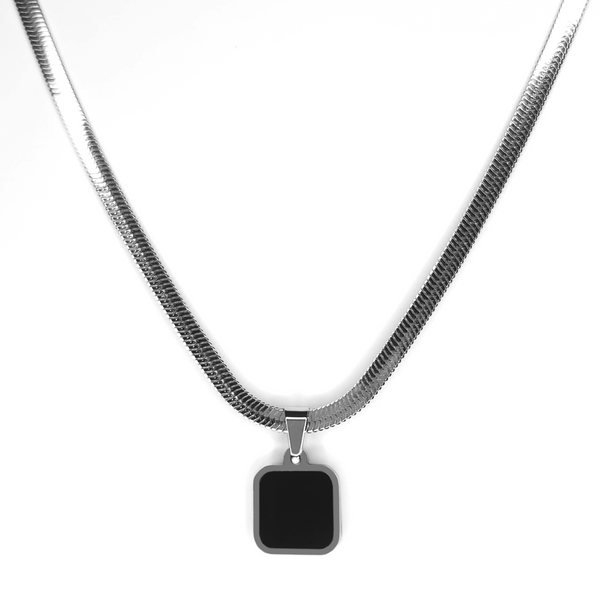 Black Square Pendant Necklace